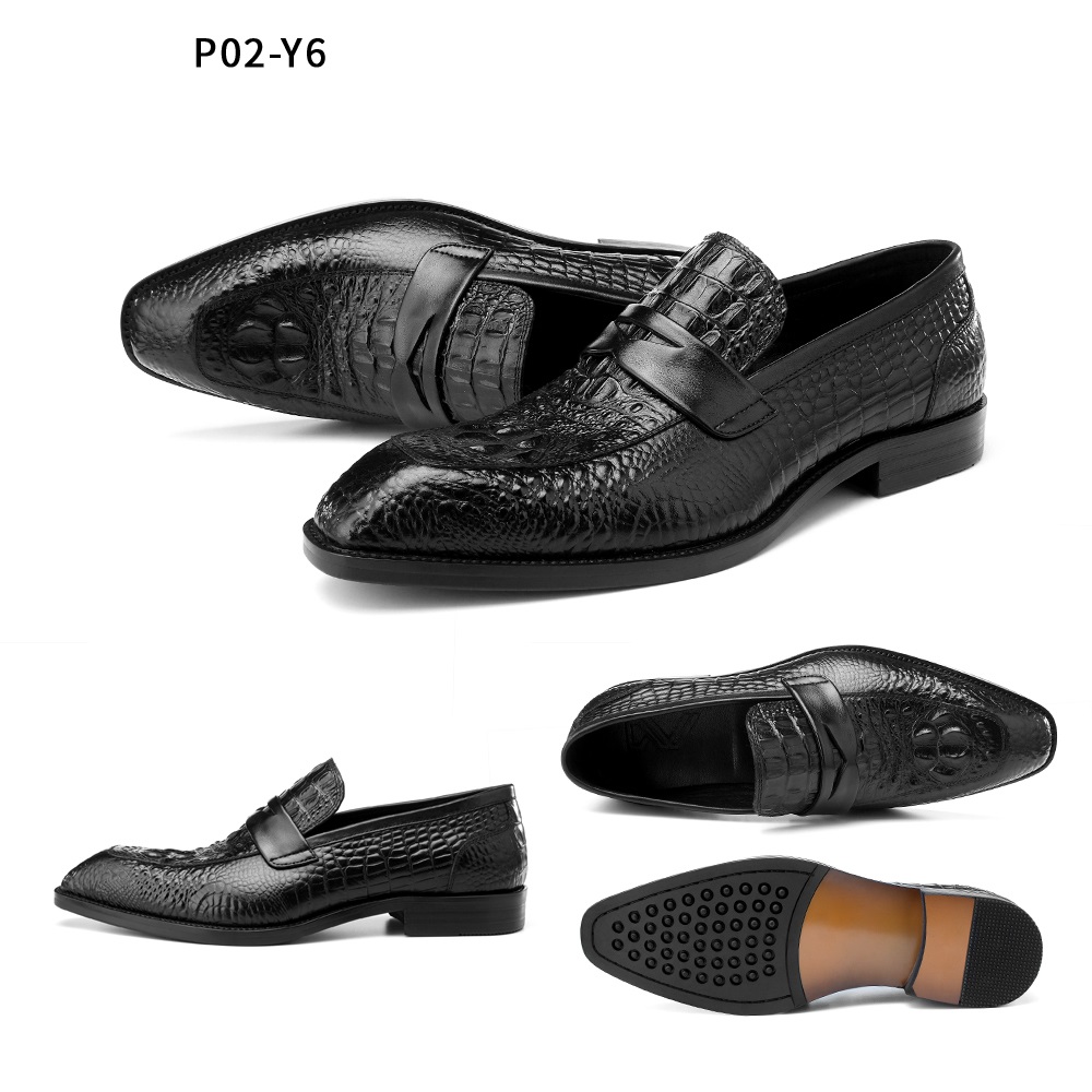 PAKERBONT Croco Penny Loafers Men's Casual Handmade Leather Shoes P02-Y6
