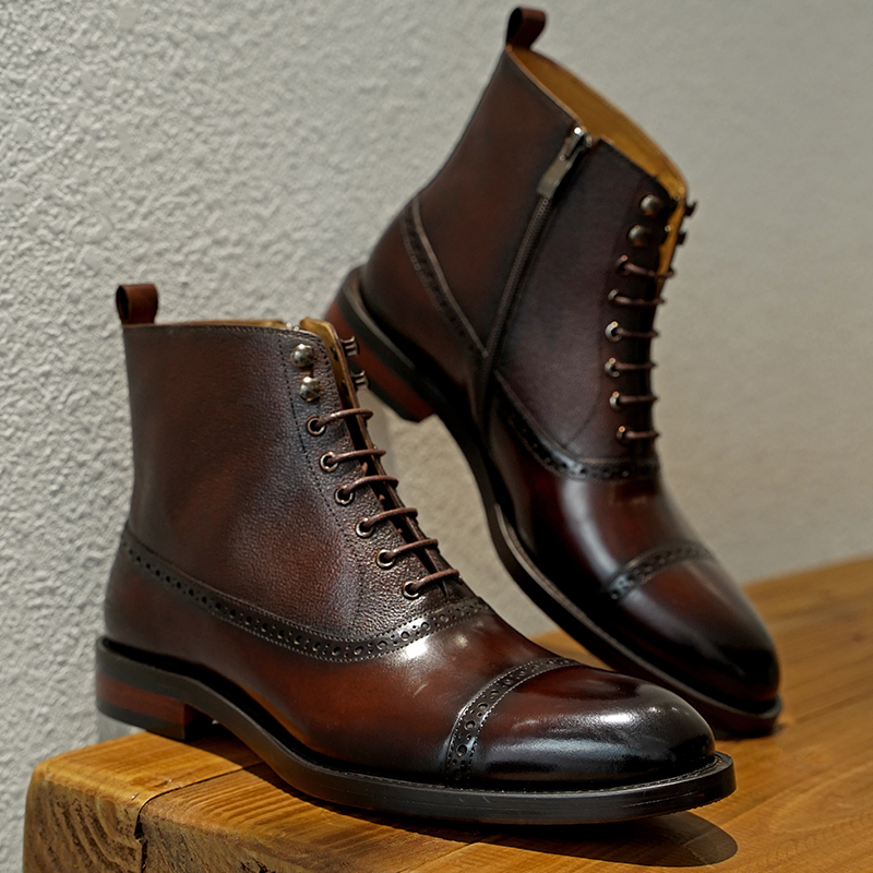PAKERBONT Moc Toe BalmoraL Casual Genuine Leather Boots HX836-B401