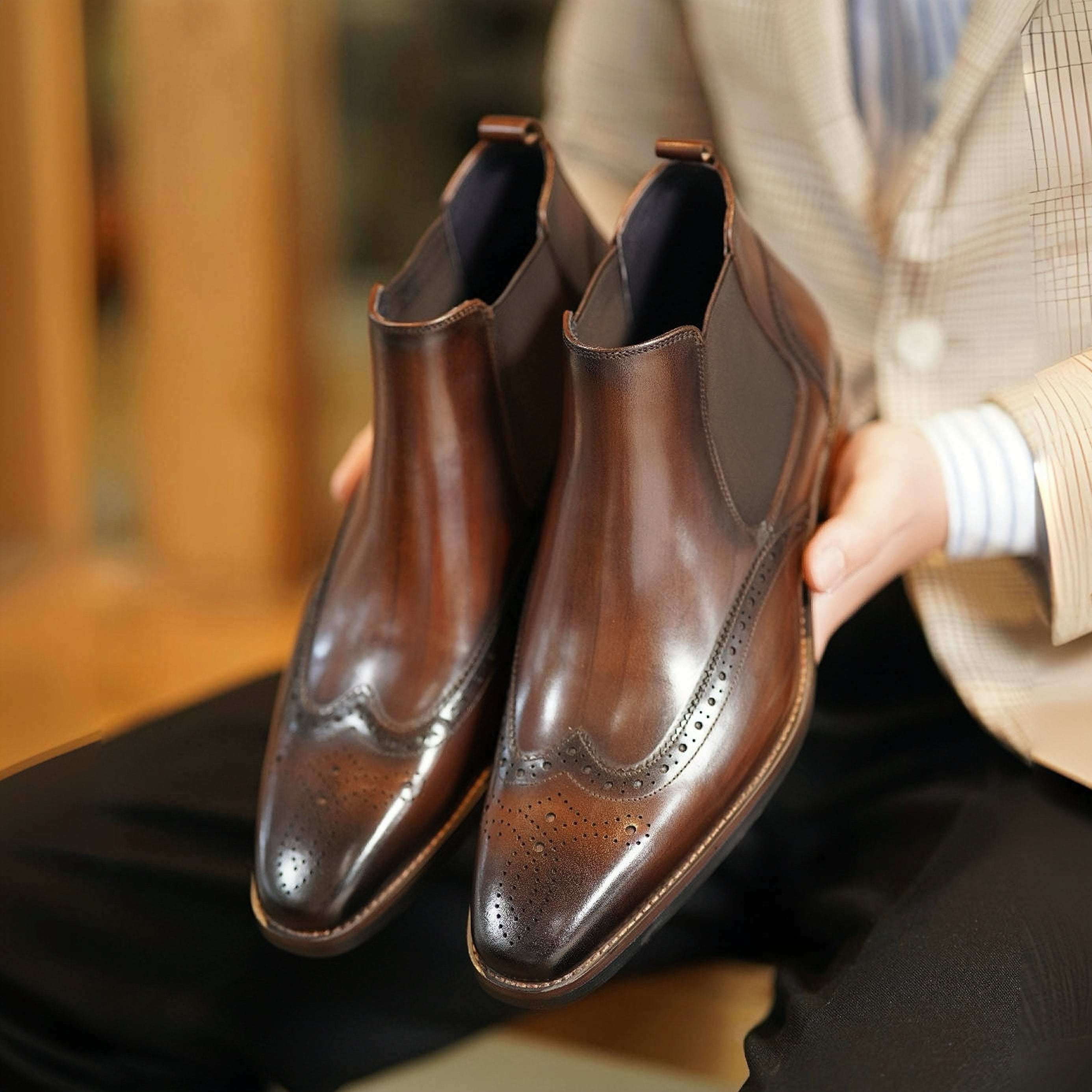 PAKERBONT Wingtip Goodyear Genuine Calf Leather Boots XH-866
